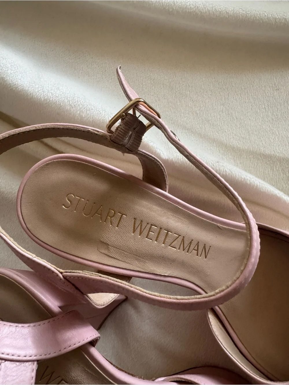Stuart Weitzman pink leather Ryder platform sandal
